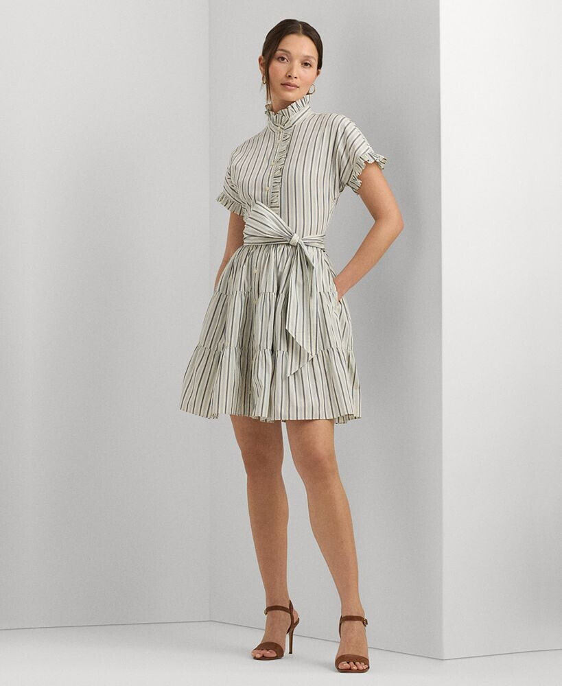 Lauren Ralph Lauren women's Striped Cotton Broadcloth Shirtdress