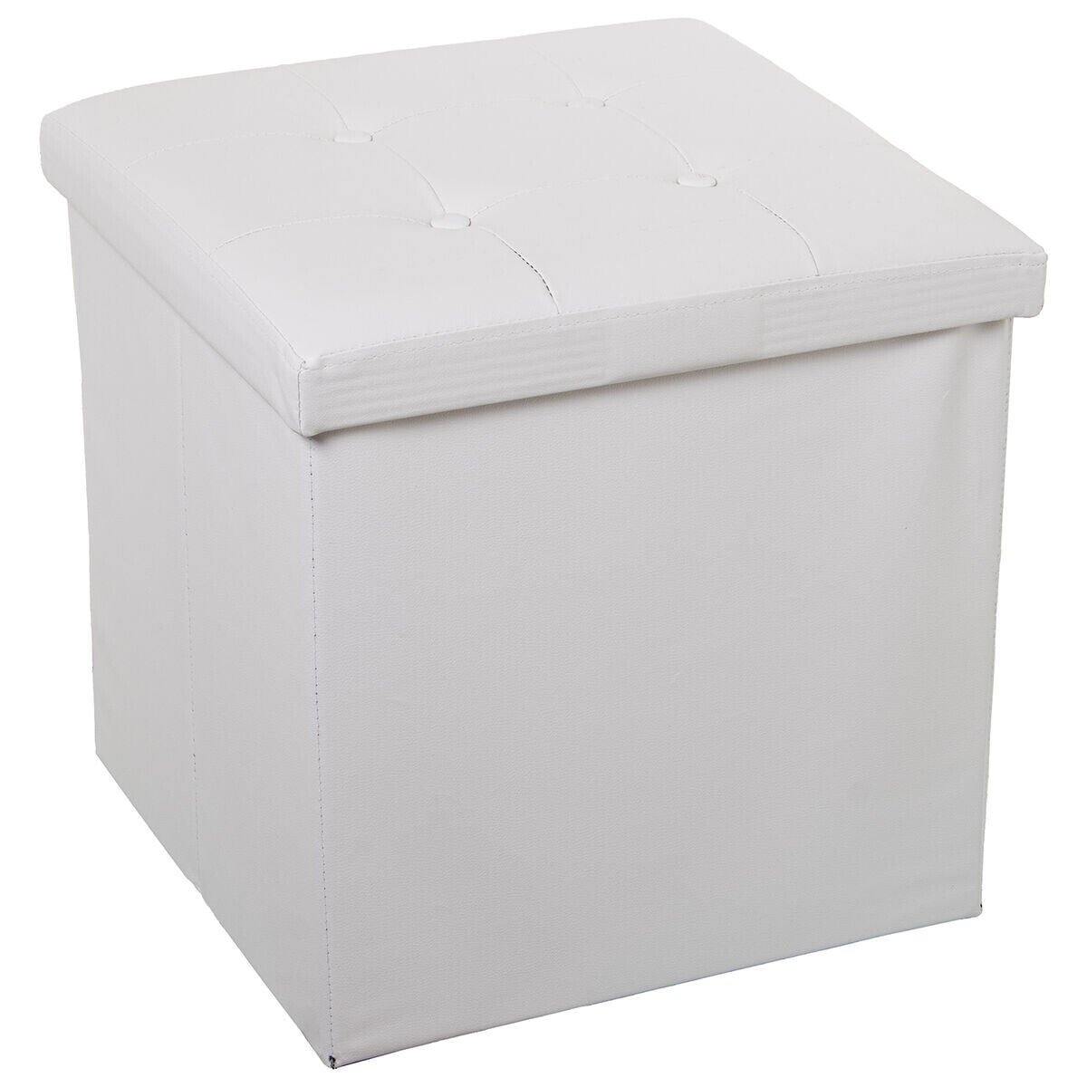 Pouffe Alexandra House Living White Polyskin 45 x 45 x 45 cm Foldable