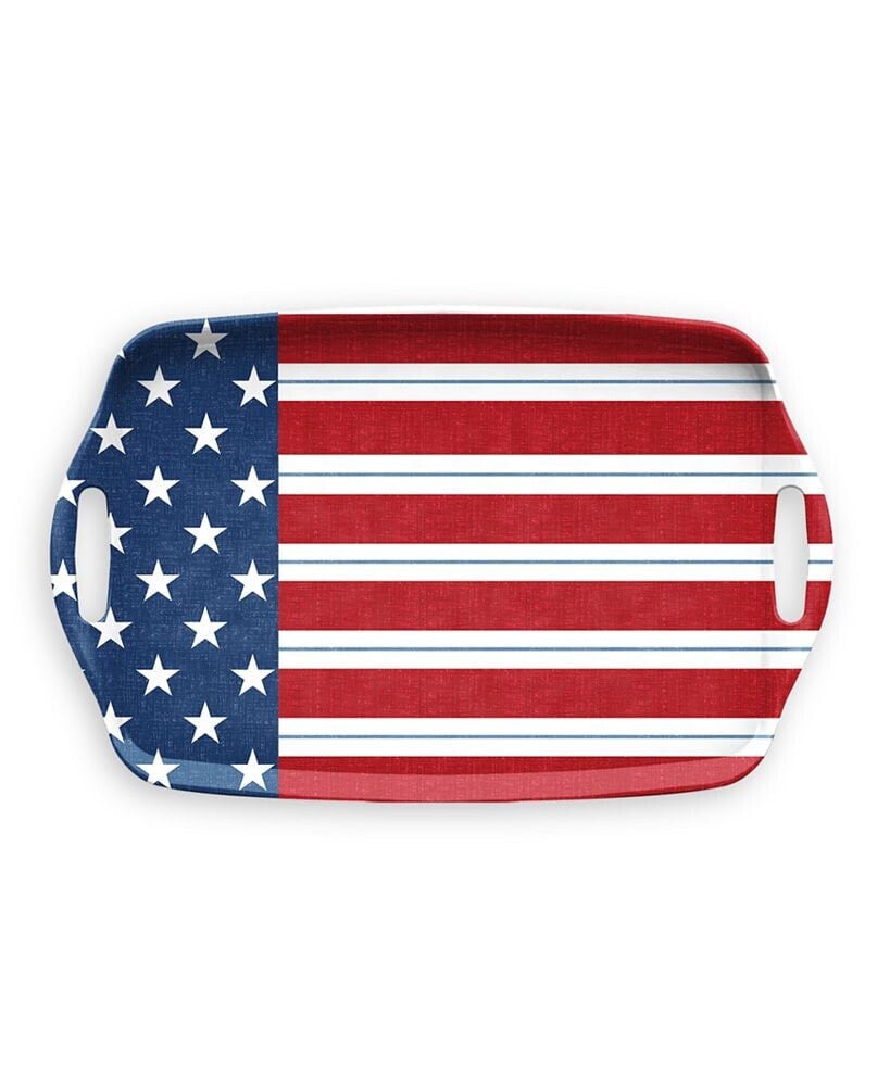 Melamine Stars Stripes Handled Tray, 19