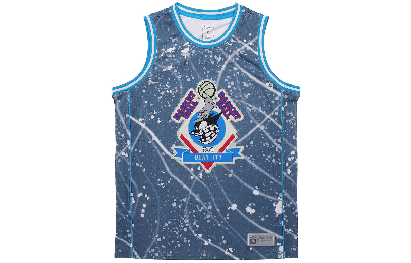 李宁 x Disney 联名 篮球运动比赛上衣 男款 蓝色斑点满印 / Футболка Disney Trendy_Clothing AAYQ105-1