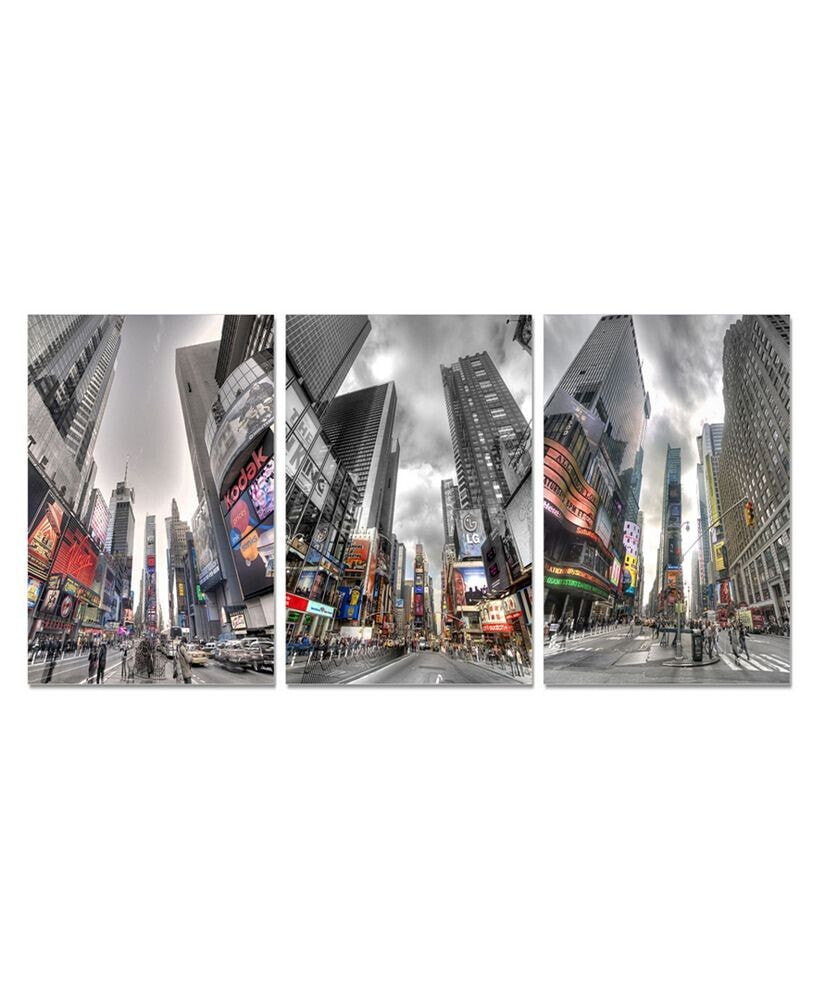 Chic Home decor Citylife 3 Piece Wrapped Canvas Wall Art NYC Times Sq -20