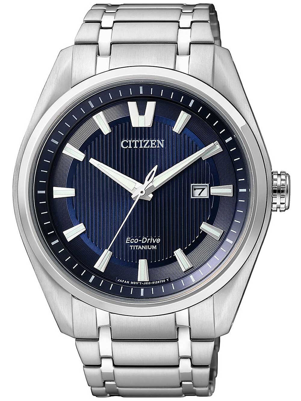 Мужские наручные часы с серебряным браслетом Citizen AW1240-57L Eco-Drive Super-Titanium Mens 42mm 10 ATM