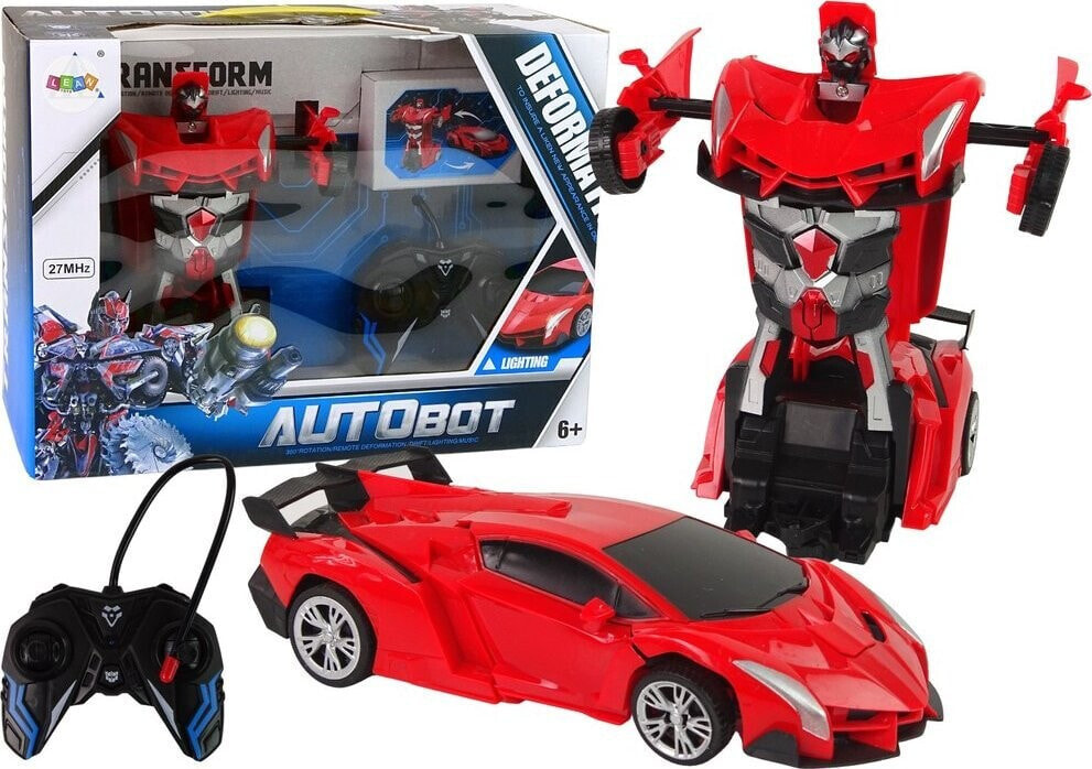 LeanToys Auto Robot Transformer 2w1 Pilot R/C Zdalnie sterowane Czerwony