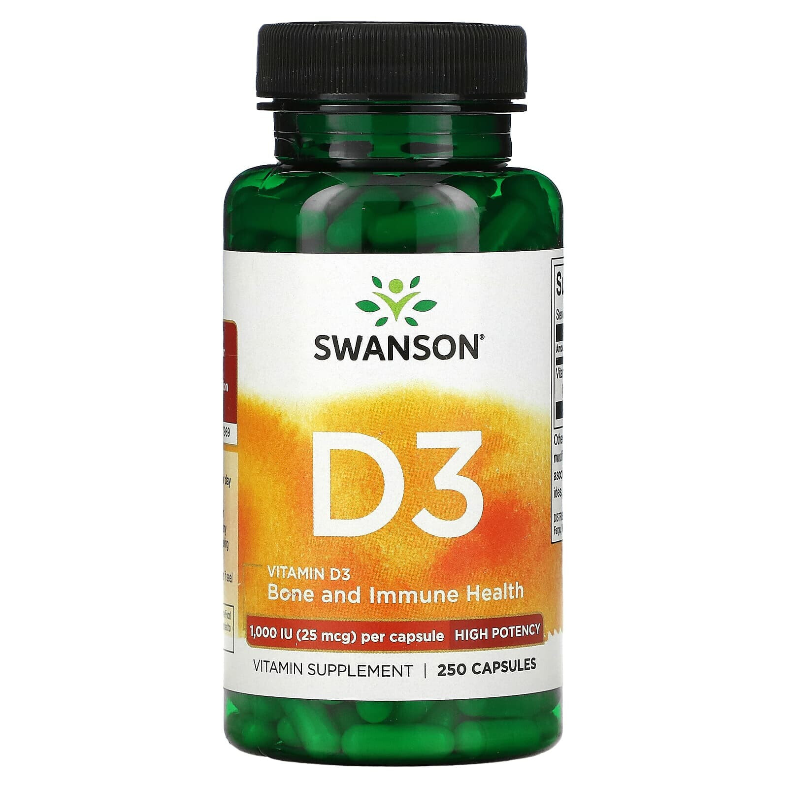 Vitamin D3, 2,000 IU, 250 Capsules