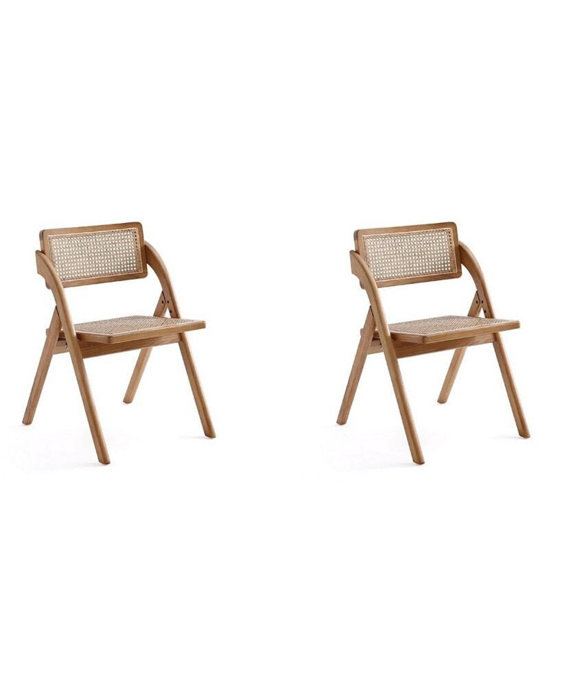 Manhattan Comfort lambinet 2-Piece Ash Wood and Natural Cane Folding Dining Chair