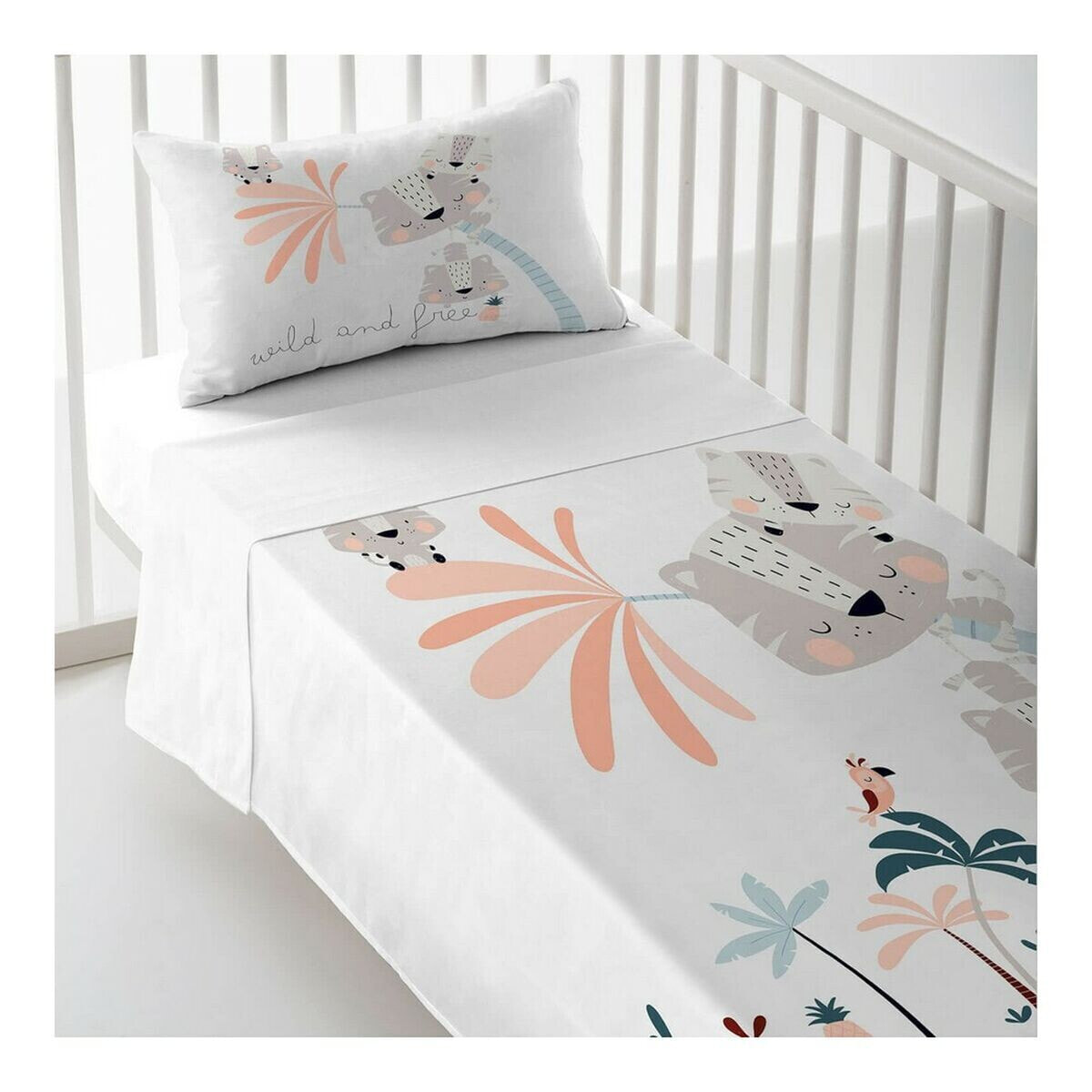 Cot Flat Sheet Cool Kids Wild And Free A 120 x 180 cm