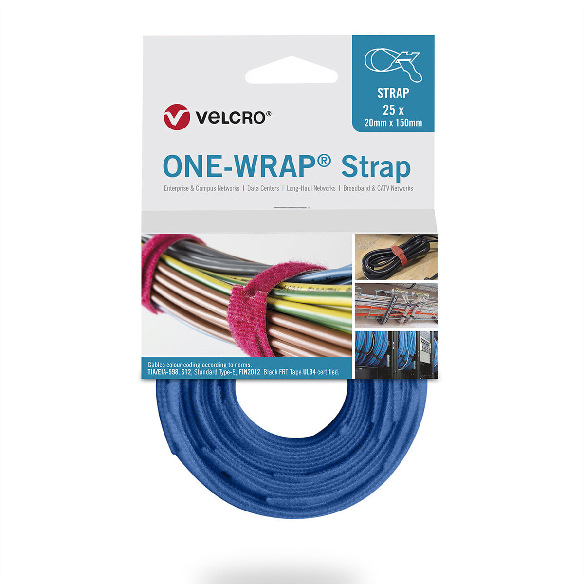 VELCRO ONE-WRAP - Releasable cable tie - Polypropylene (PP) -  - Blue - 330 mm - 20 mm - 25 pc(s)