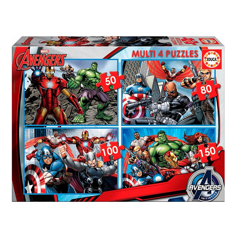 EDUCA BORRAS Multi 4 s 50-80-100-150 Avengers Puzzle