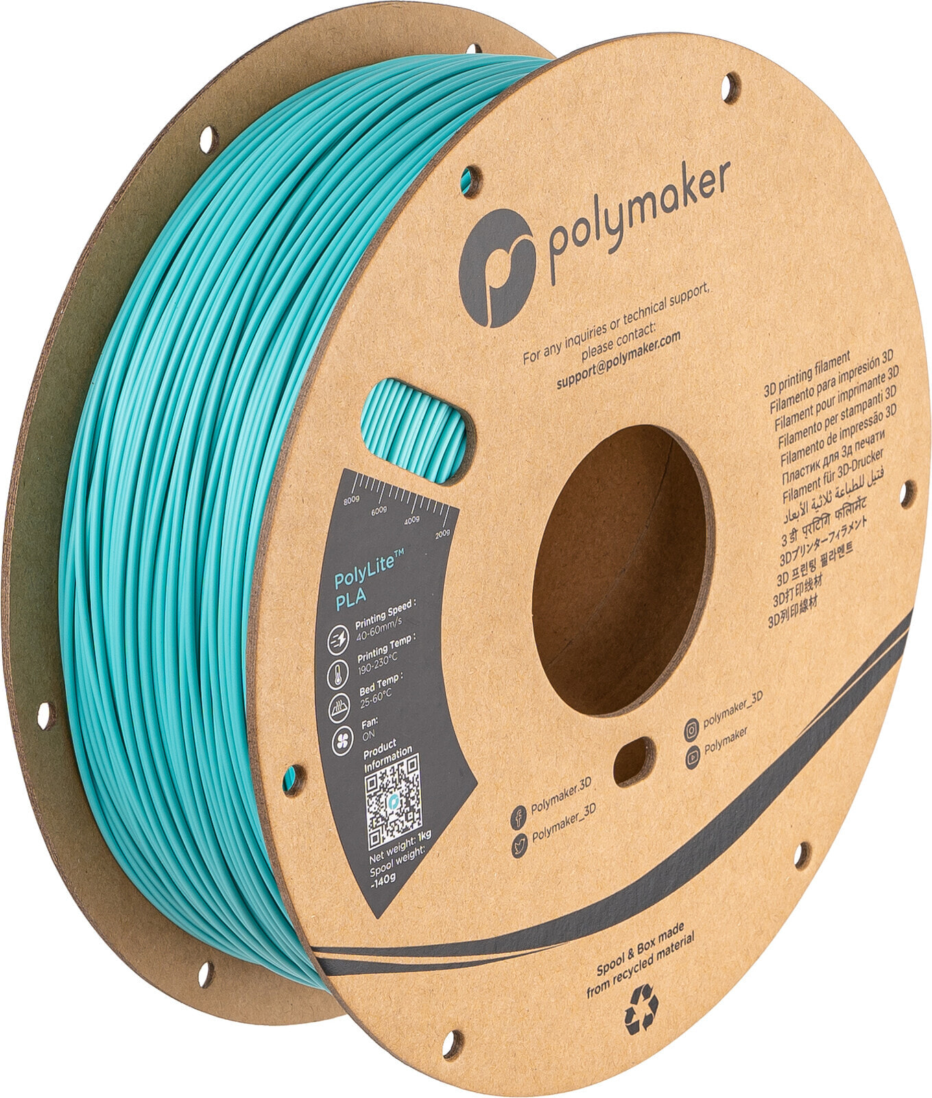 Polymaker PA02025 PolyLite Filament PLA 2.85 mm 1000 g Türkis 1 St.
