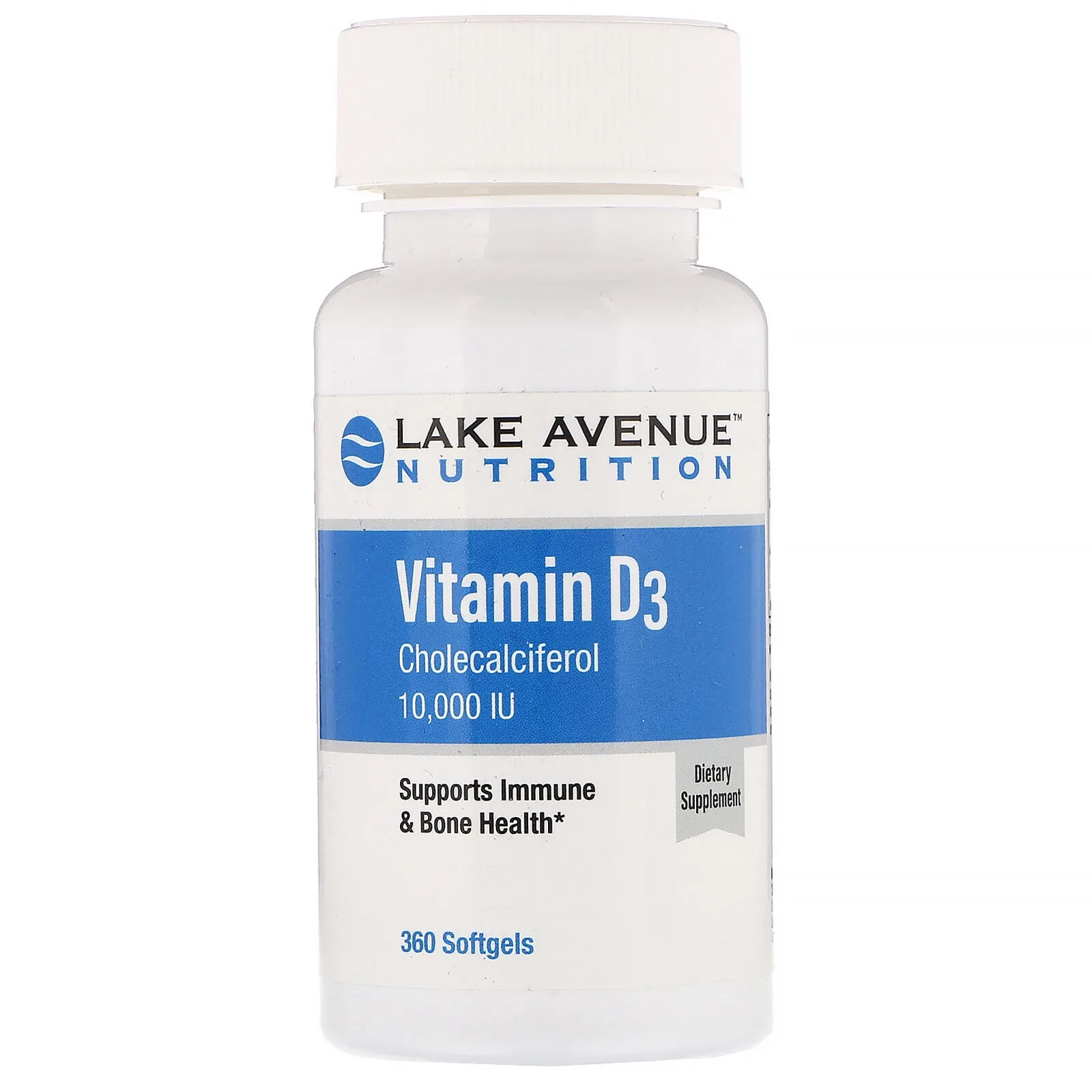 Lake Avenue Nutrition, витамин D3, 25 мкг (1000 МЕ), 360 капсул