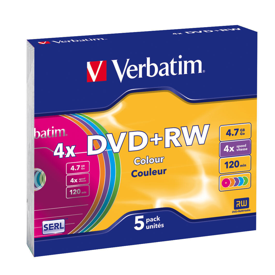 Verbatim DVD+RW Colours 4,7 GB 5 шт 43297