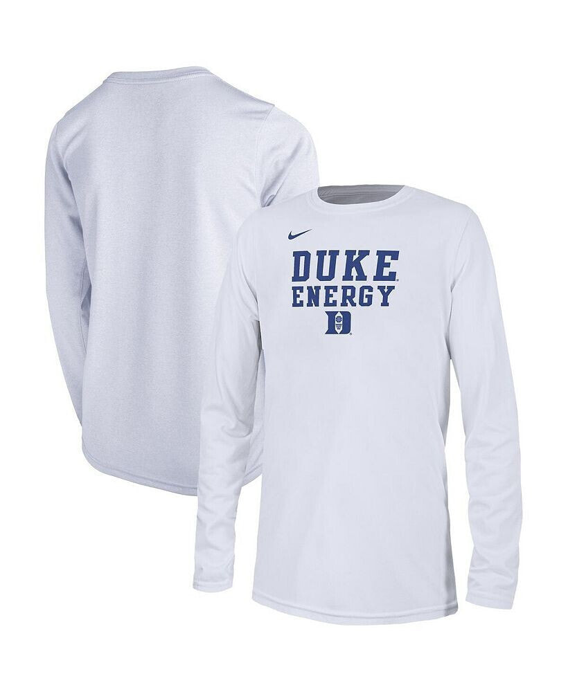 Nike big Boys White Duke Blue Devils 2024 On-Court Bench Energy T-shirt