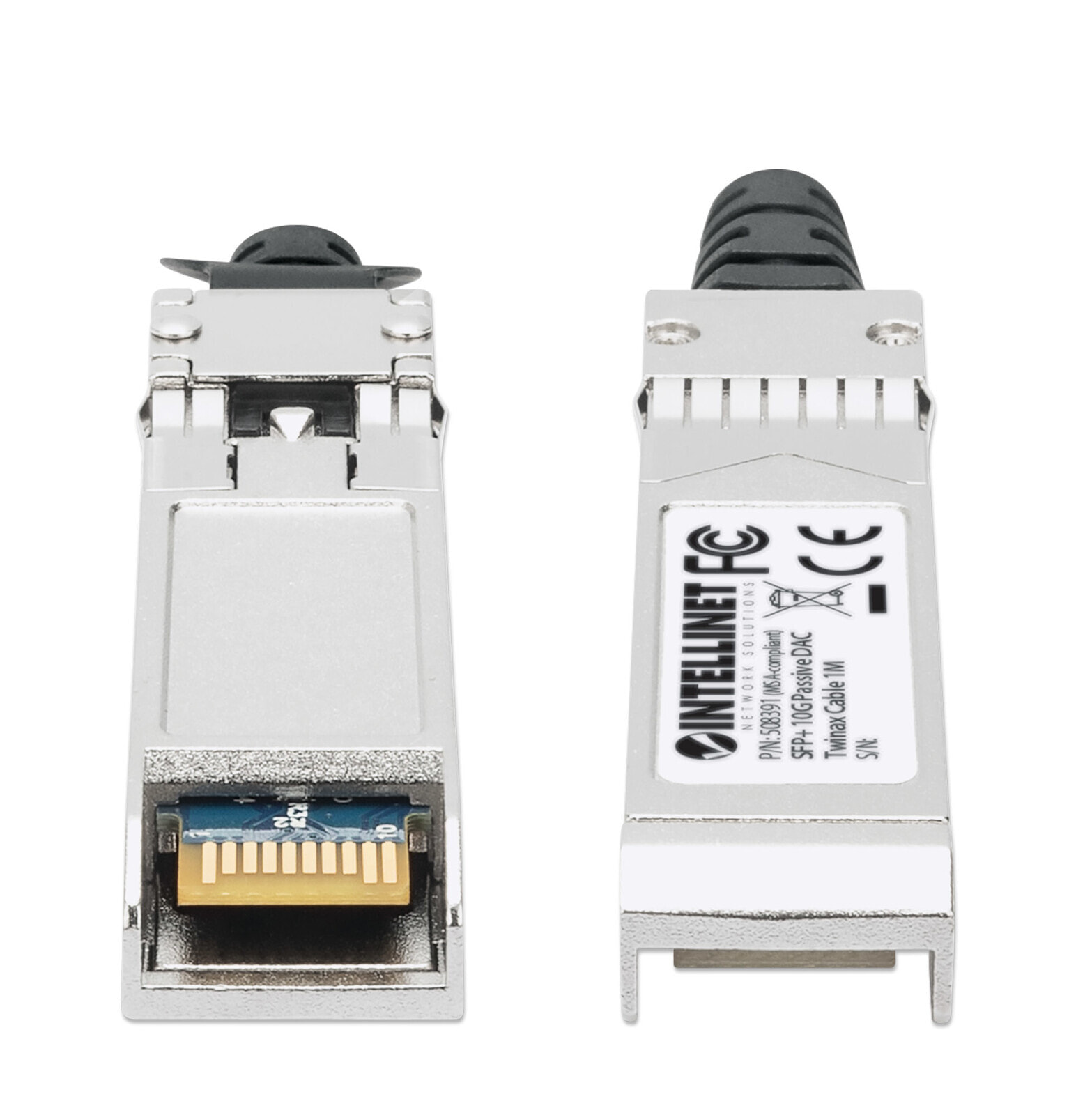 Intellinet 508391 InfiniBand/fibre optic cable 1 m SFP+ Черный, Серебристый