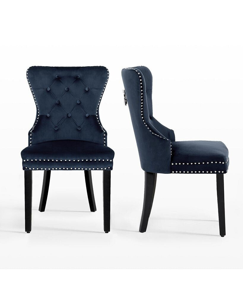 Velvet Upholstered Tufted Dining Chairs Set of 2