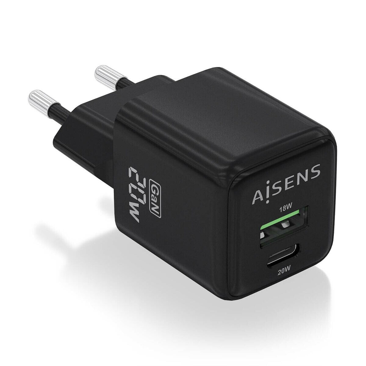 AISENS ASCH-20W2P011-BK зарядное устройство для мобильных устройств Универсальная Черный Кабель переменного тока Быстрая зарядка Для помещений