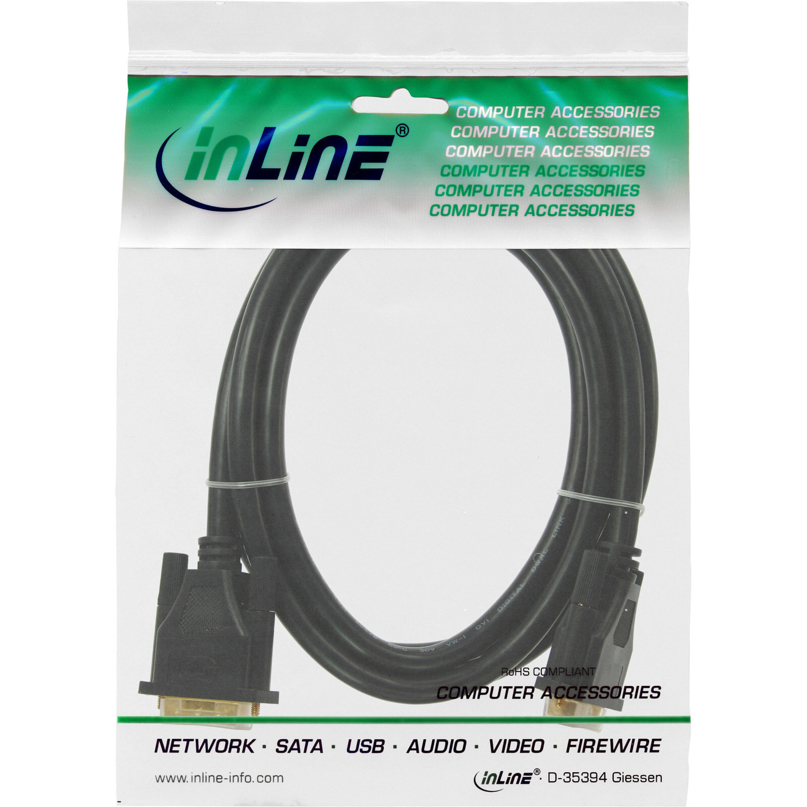 InLine 17787P DVI кабель 7,5 m DVI-D Черный