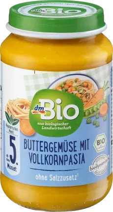 Menü Buttergemüse mit Vollkornpasta ab dem 5. Monaten, Demeter, 190 g