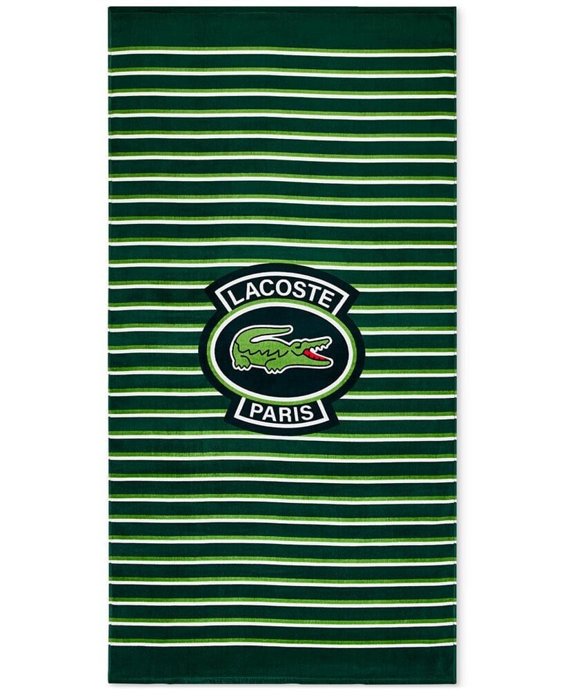 Lacoste Home logo Golf Striped Cotton Beach Towel