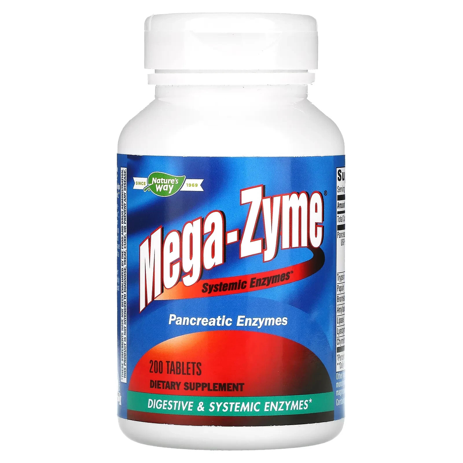 Натурес Вэй, Mega-Zyme, системные ферменты, 200 таблеток