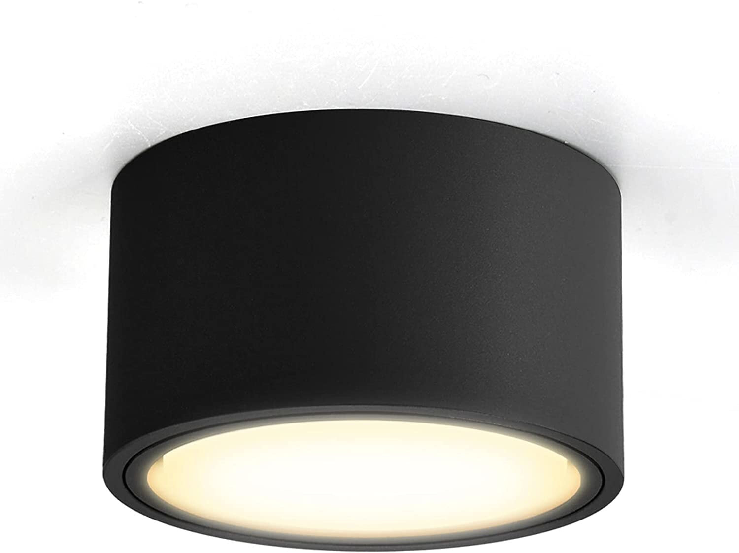OPPER LED накладной потолочный светильник, плоский со светодиодами GX53 230 В, 6 Вт, теплый белый, 3000 K, потолочный светильник, диаметр 95 x 55 мм, черный, круглый [энергетический класс A +]