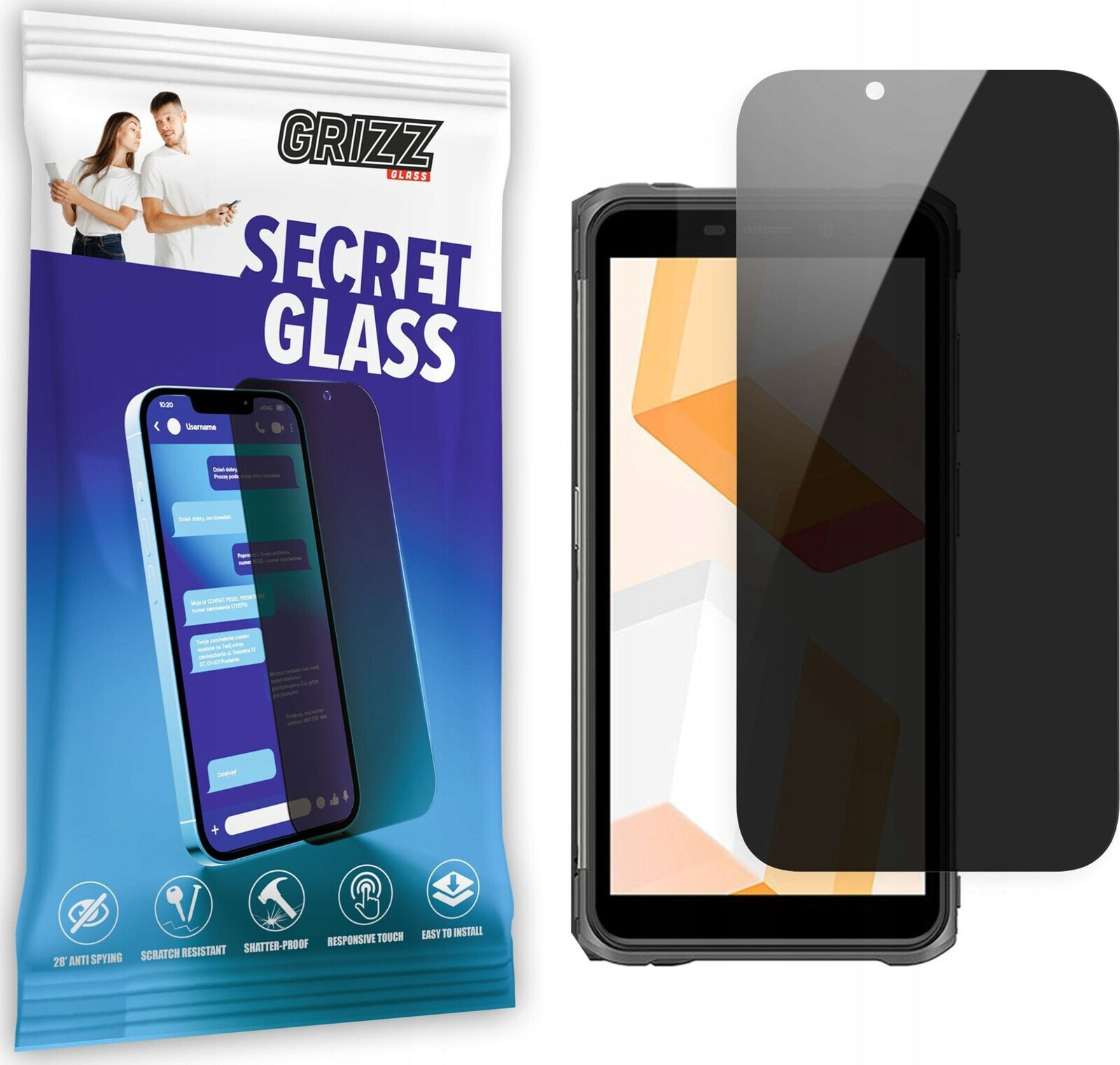 GrizzGlass Szkło prywatyzujące GrizzGlass SecretGlass Ulefone Armor X10 Pro