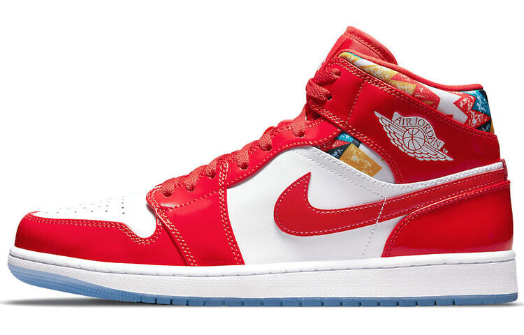 Jordan Air Jordan 1 mid 几何印花 减震耐磨 中帮 复古篮球鞋 男款 红白 / Кроссовки Jordan Air Jordan 1 Mid DC7294-600