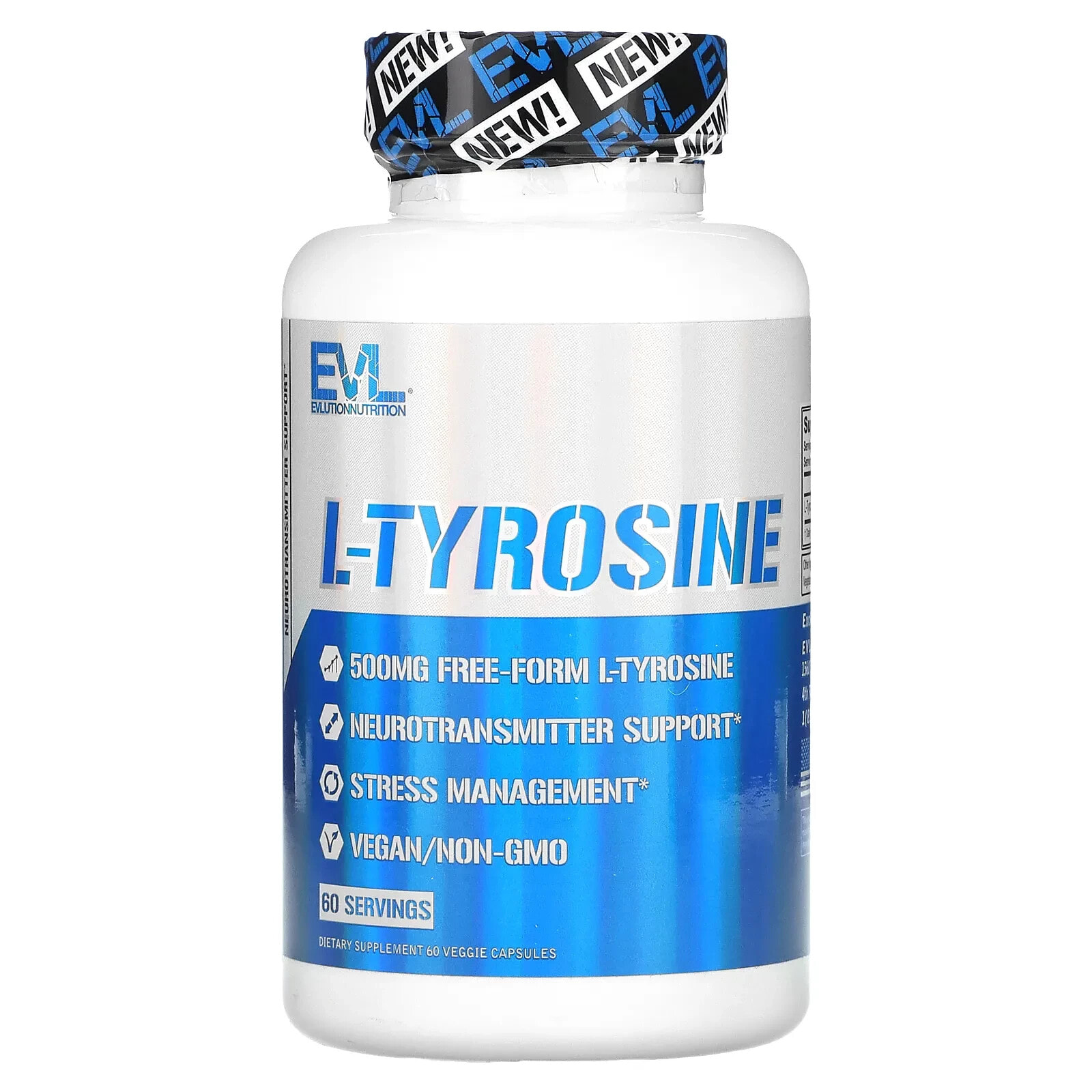 EVLution Nutrition, L-тирозин, 500 мг, 60 растительных капсул