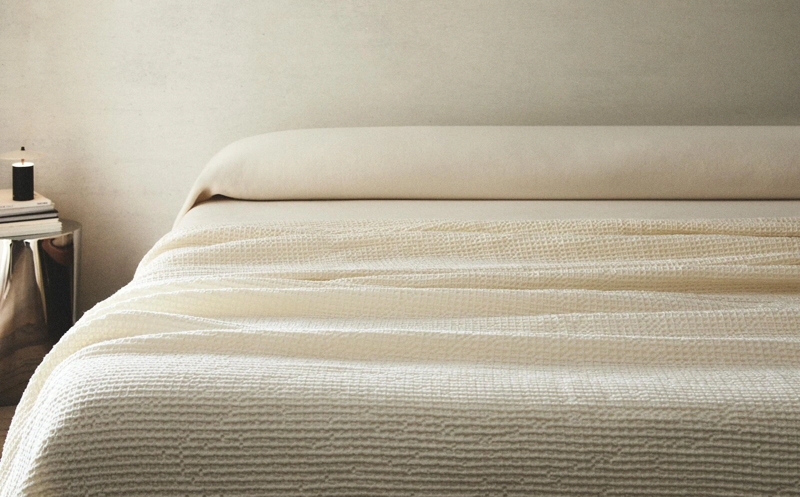 Mini waffle-knit cotton bedspread