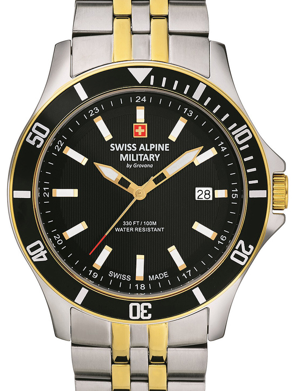 Мужские наручные часы с серебряным браслетом Swiss Alpine Military 7022.1147 mens 42mm 10ATM