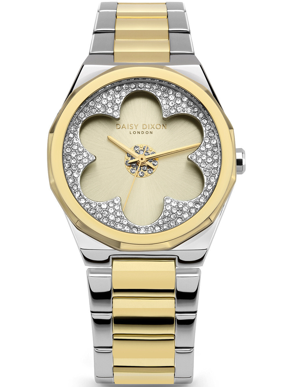 Женские наручные кварцевые часы DAISY DIXON циферблат декорирован цветком из страз, ремешок из нержавеющей стали. Водонепроницаемость-3 АТМ. Прочное, минеральное стекло.