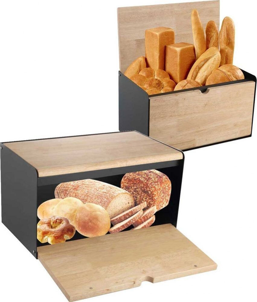 Klausberg wooden and steel bread box (KB-7395)