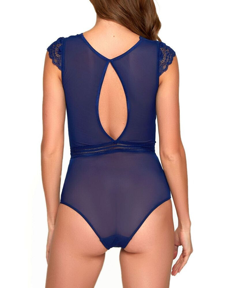 ICollection Women's Stretch Lace and Mesh Lingerie Bodysuit