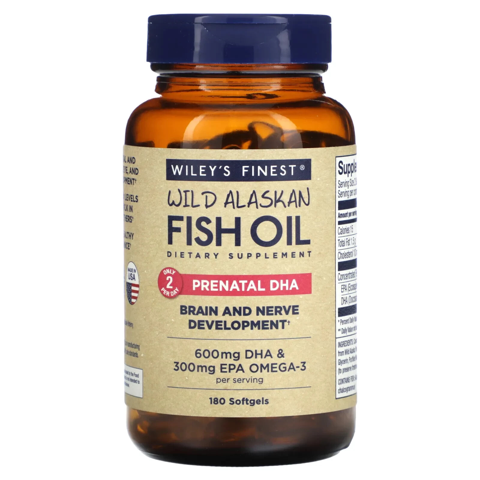 Wild Alaskan Fish Oil, Prenatal DHA, 180 Softgels