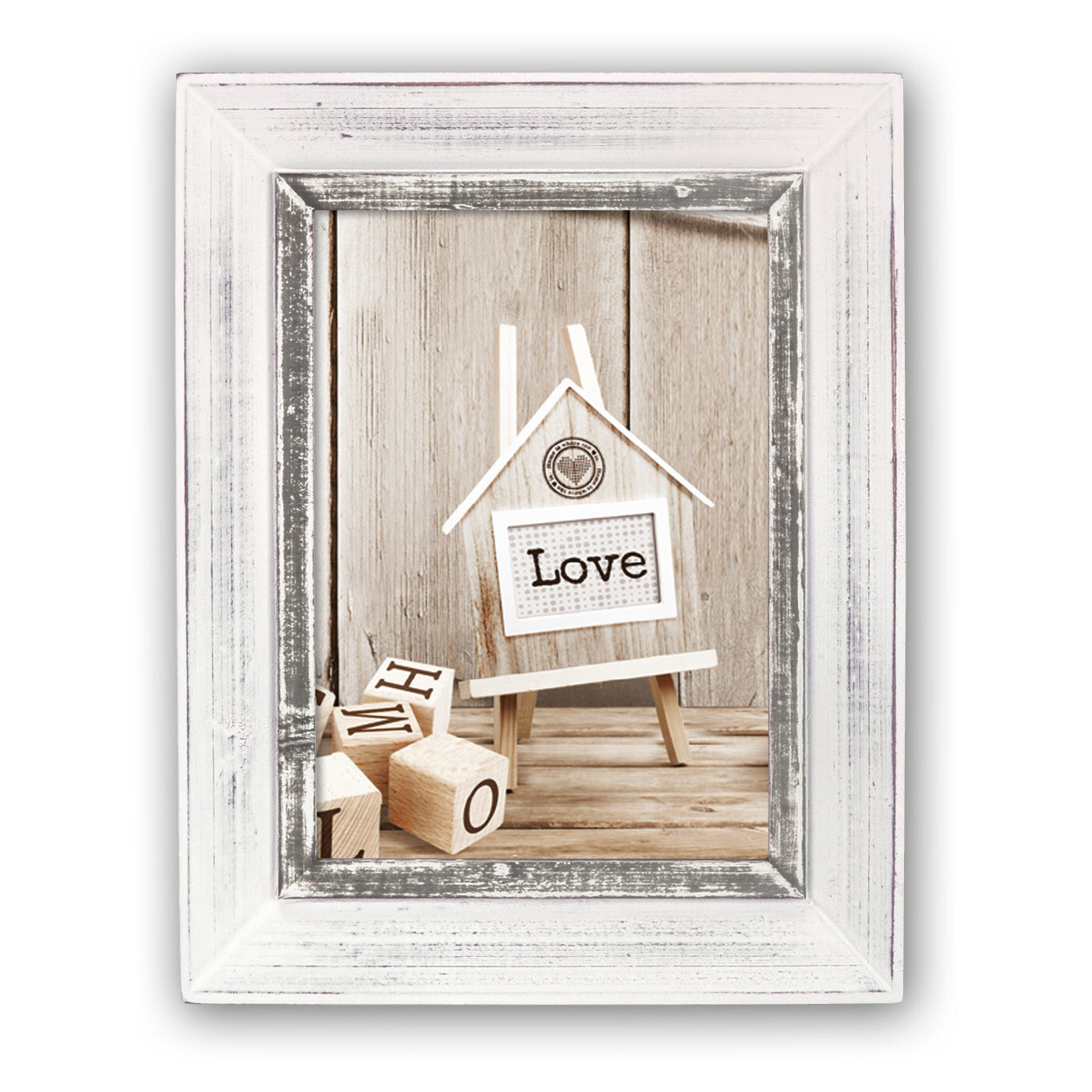 Zep ATHIS - MDF - Wood - Grey - White - Single picture frame - Table - Wall - 13 x 18 cm - Rectangular