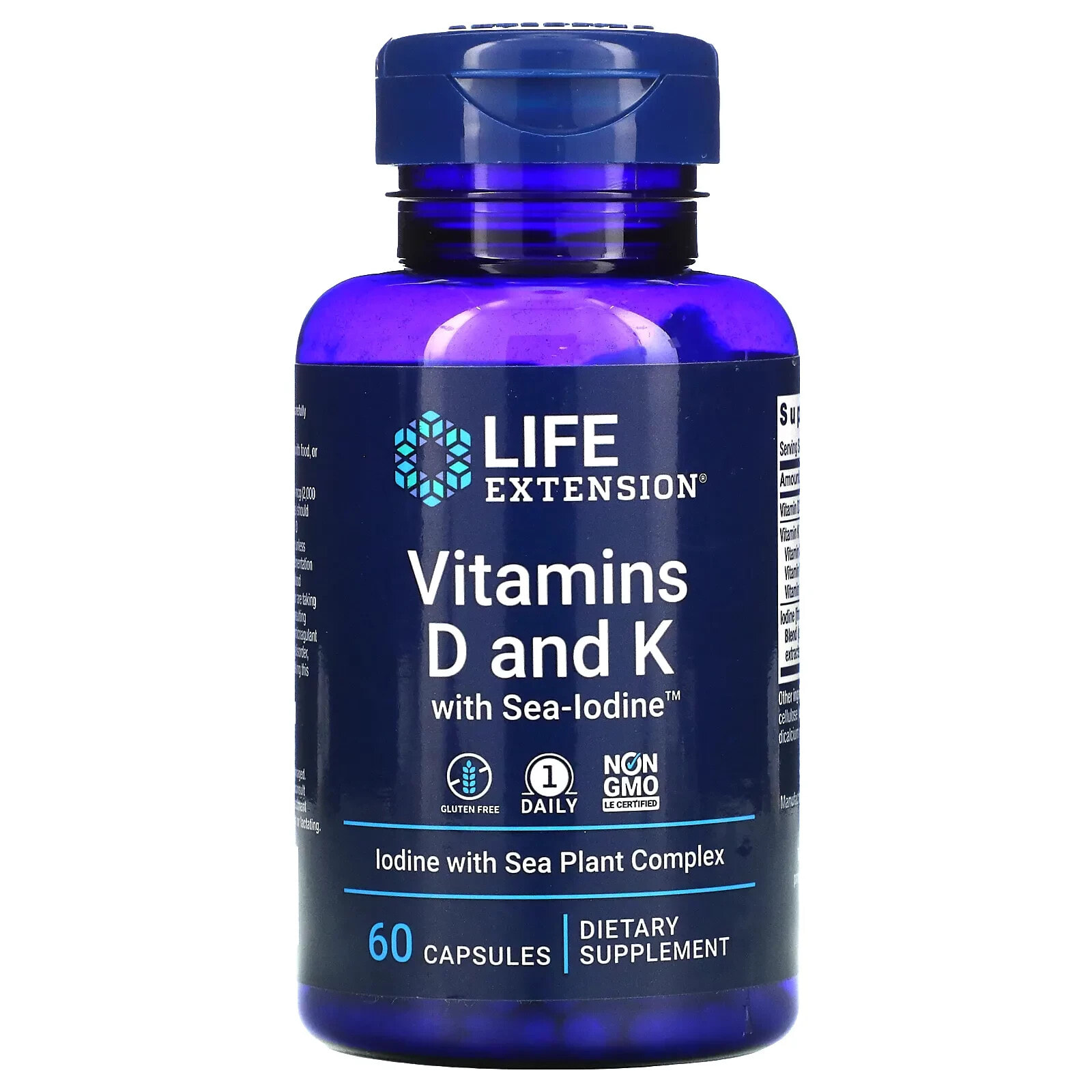 Life Extension, Vitamins D and K with Sea-Iodine, 60 Capsules