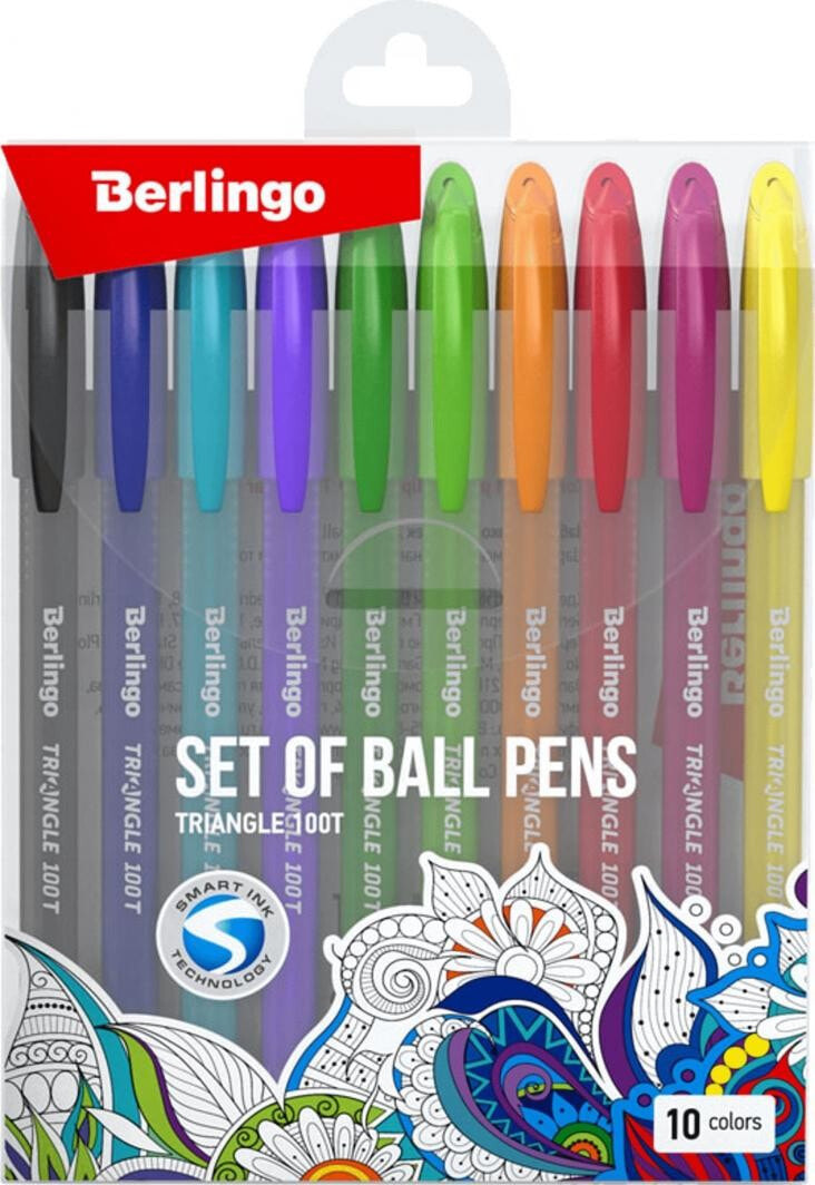 Письменная ручка Berlingo Berlingo, zestaw długopisów kulkowe, color, 10szt, 0.5mm, Triangle 100T