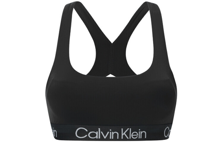 CK/Calvin Klein 轻薄衬垫无钢圈提花Logo背心式文胸 女款 黑色 / Белье CKCalvin Klein Logo QF6692AD-UB1