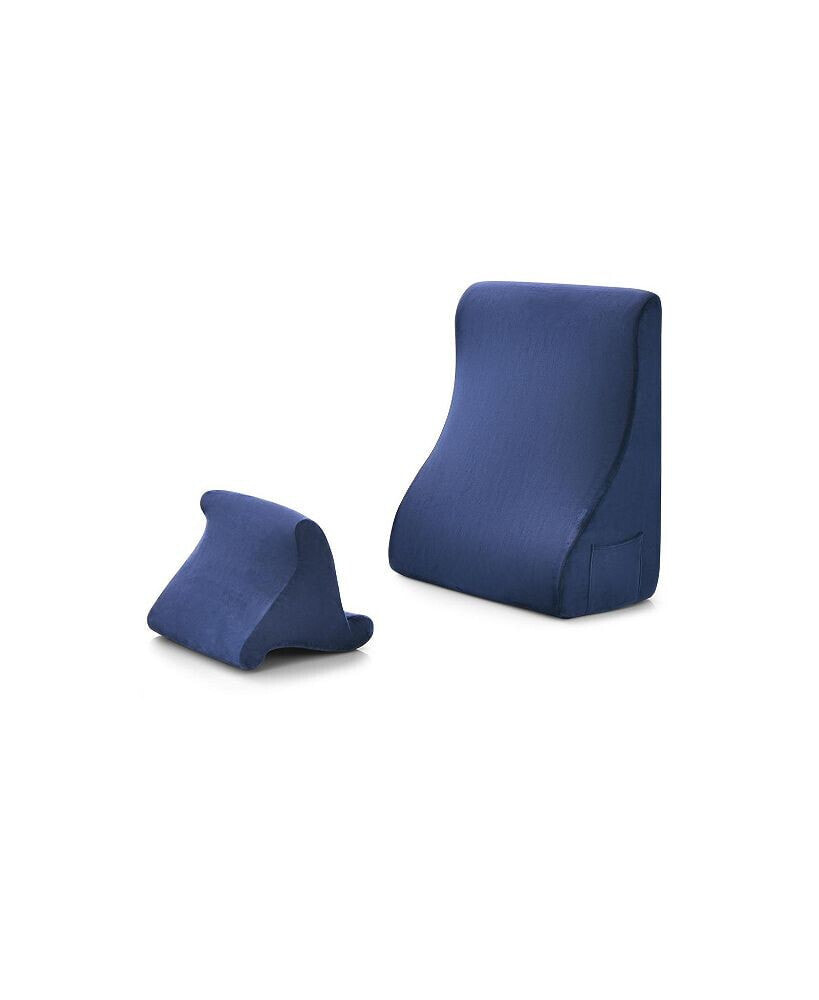 Slickblue bed Wedge Pillow with Tablet Pillow Stand and Side Pockets