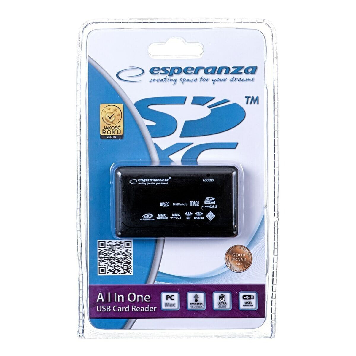 External Card Reader Esperanza EA117 Black