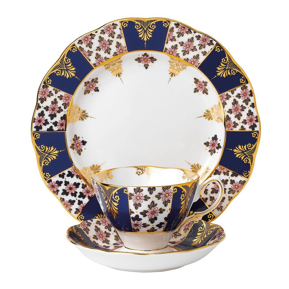 100 Years 1900 3-Piece Set -Teacup, Saucer & Plate - Regency Blue