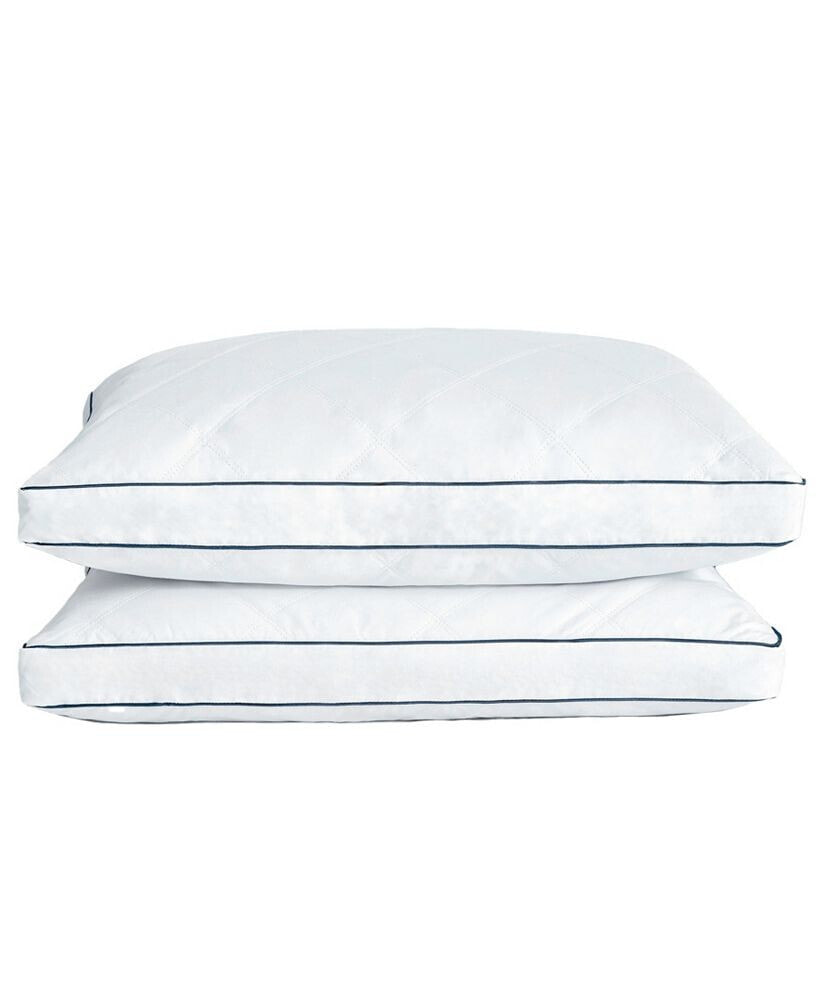 Quilted Feather and Down Gusseted Standard 2 Piece Bed Pillows Set