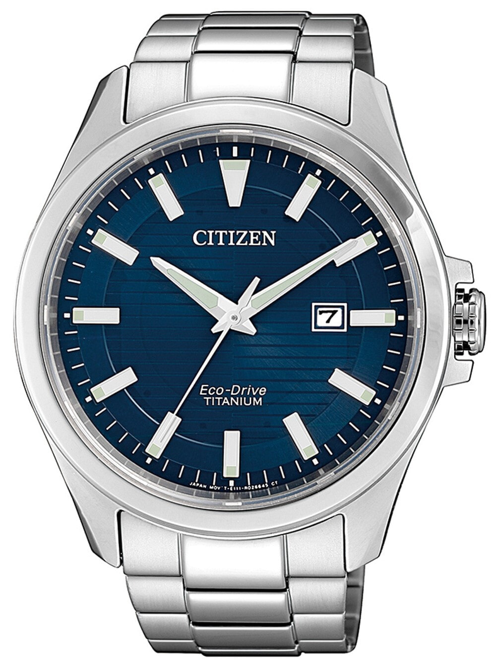Мужские наручные часы с серебряным браслетом Citizen BM7470-84L Eco-Drive Titanium Mens 43mm 10ATM