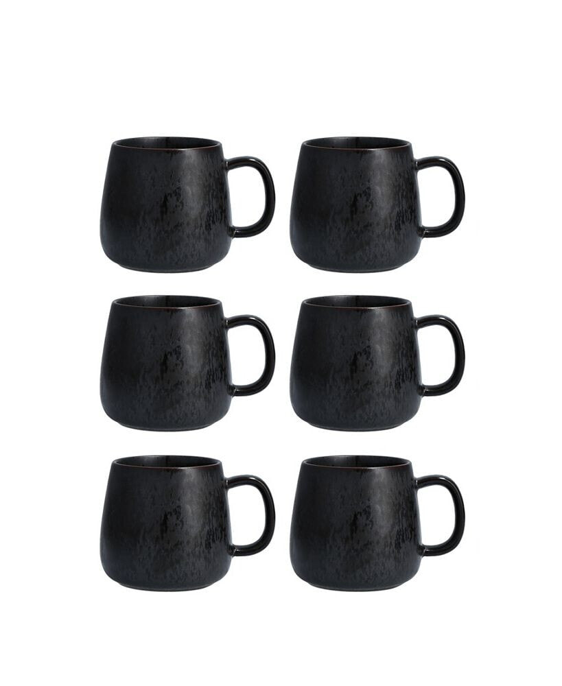 Fortessa sound Midnight 14 oz 6 Piece Mugs Set, Service for 4