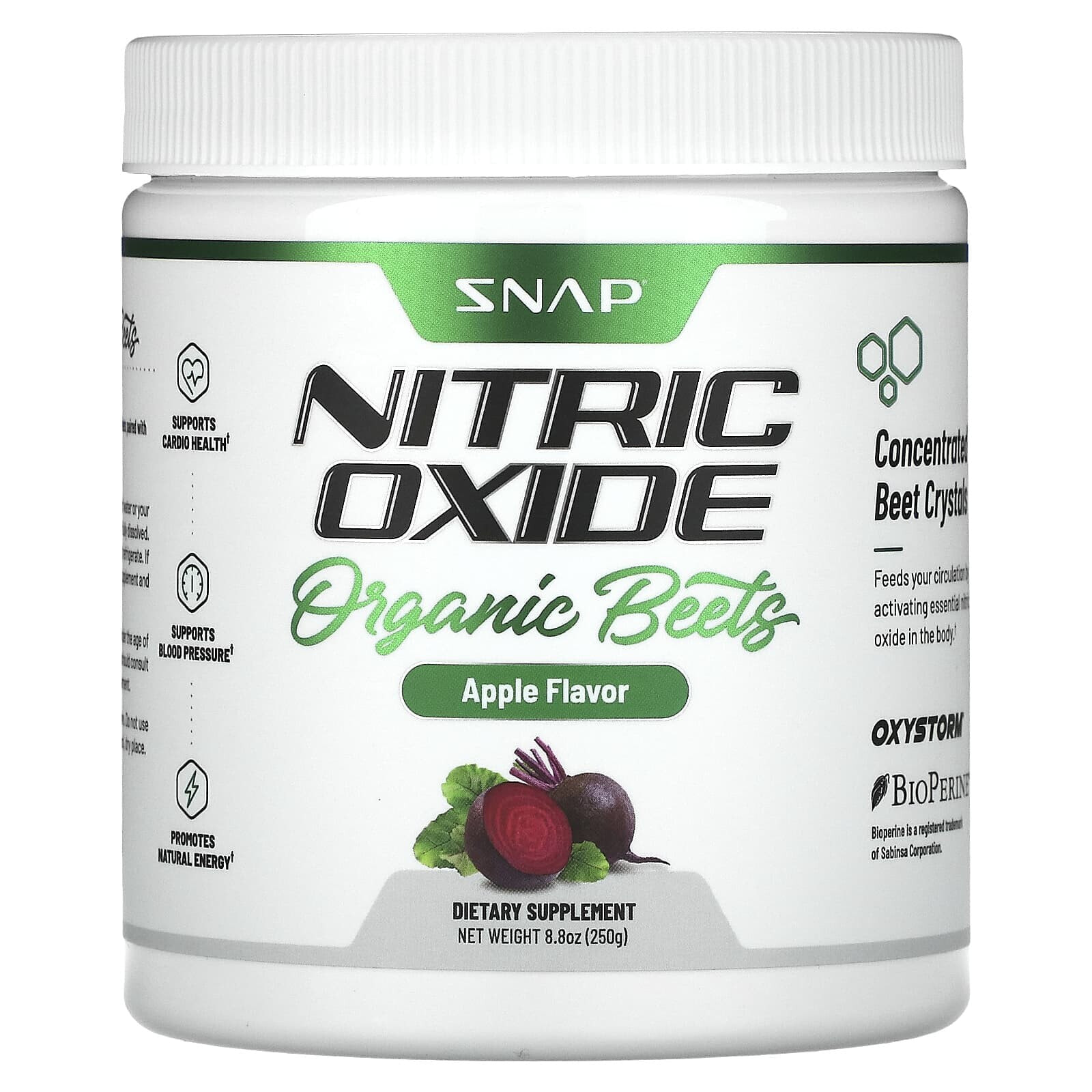 Snap Supplements, Nitric Oxide, Organic Beets, Original Berry, 8.8 oz (250 g)