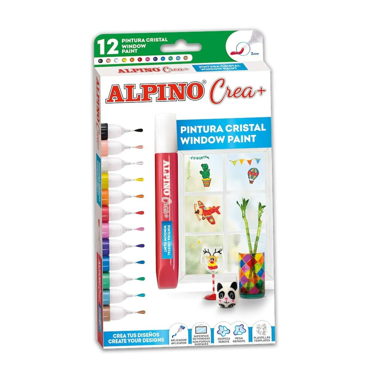 Краска Alpino Crea + Стеклянный Разноцветный Белый