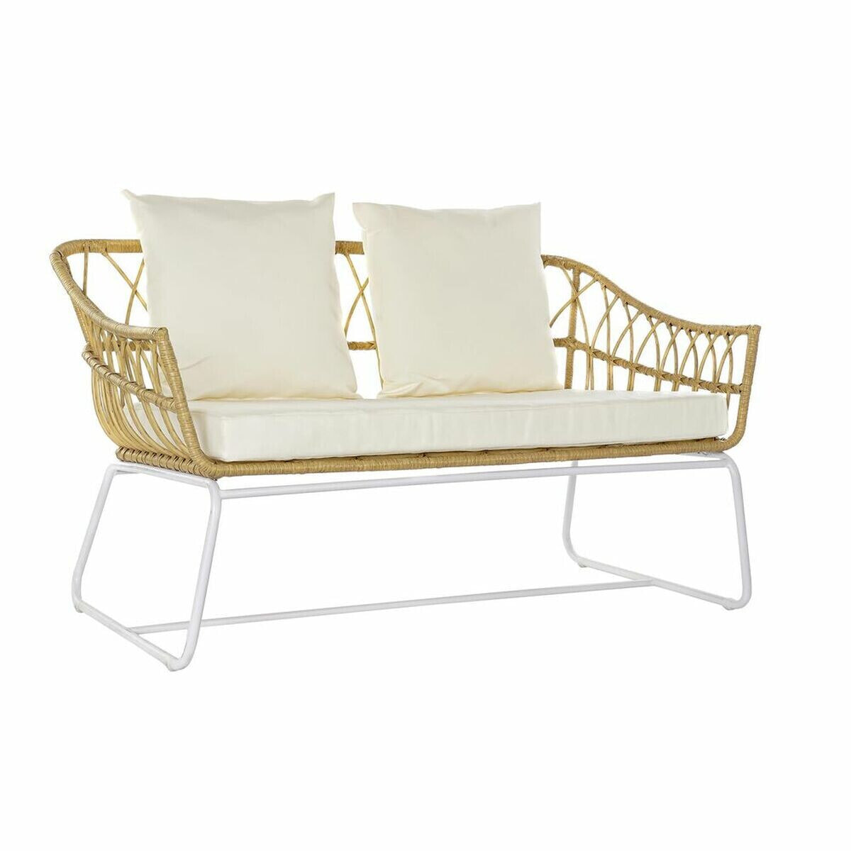 Garden sofa DKD Home Decor White Metal synthetic rattan (132 x 58 x 80 cm)