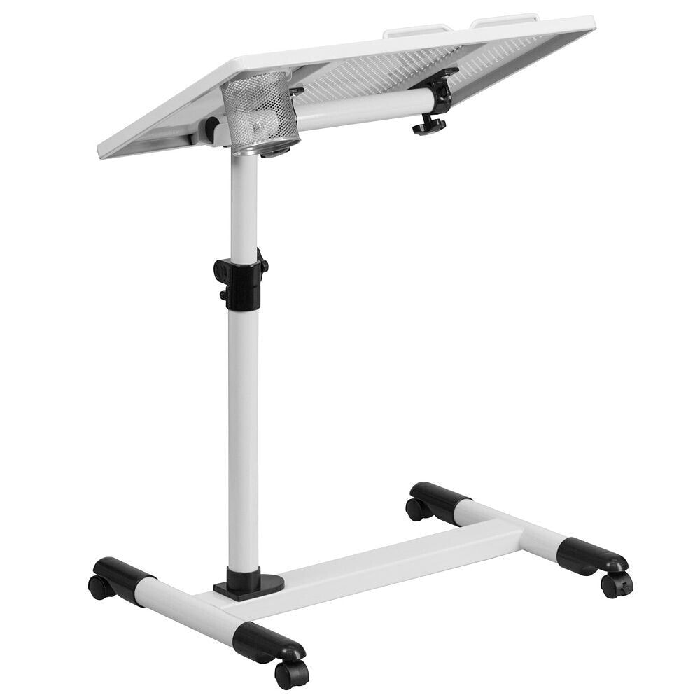 Flash Furniture white Adjustable Height Steel Mobile Computer Desk