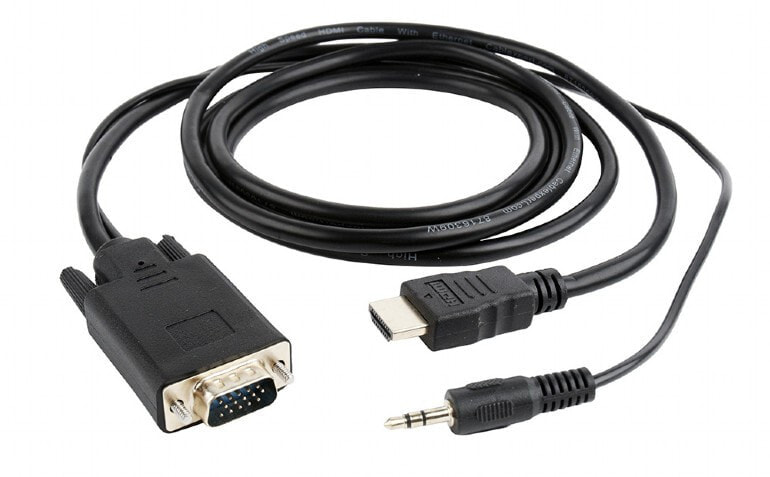 Gembird CC-DP-HDMI-5M кабельный разъем/переходник VGA HDMI/3.5mm Черный