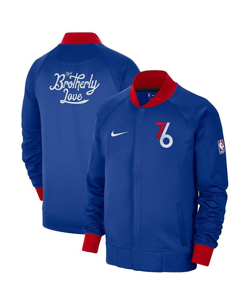 Nike men's Blue, White Philadelphia 76ers 2022/23 City Edition Showtime Thermaflex Full-Zip Jacket