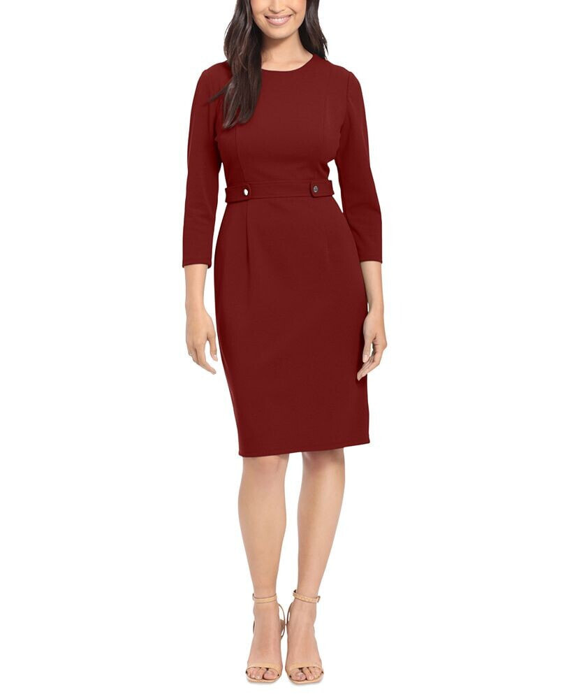 London Times women's Jewel-Neck 3/4-Sleeve Sheath Dress